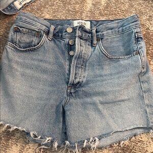 Agolde Blue Jean Shorts Distressed Cut-Off Style